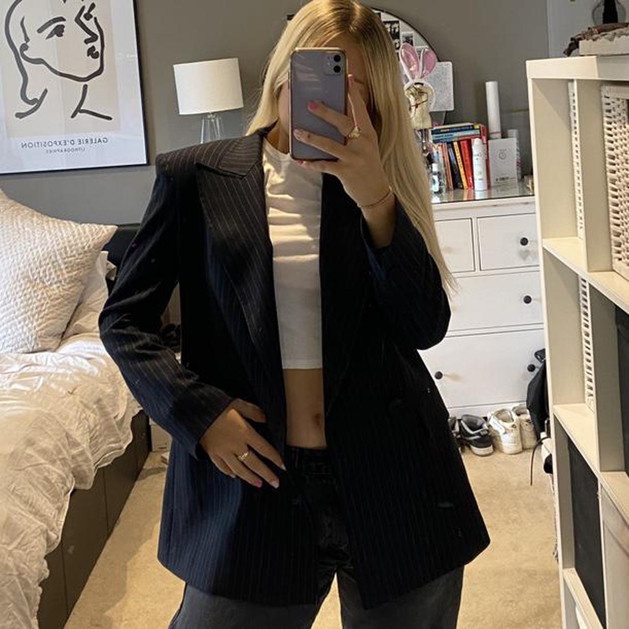 zara navy pinstripe blazer