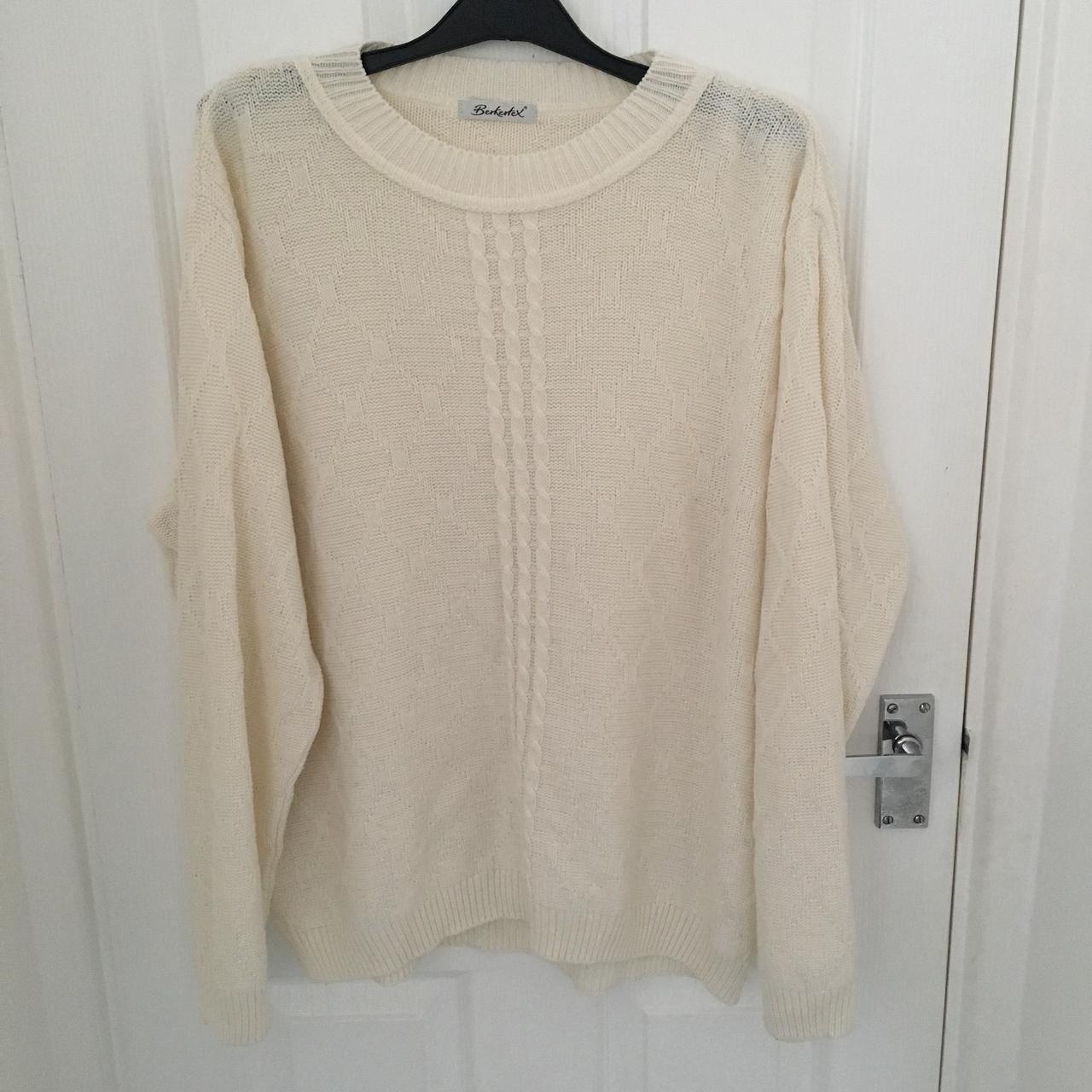 Unisex vintage cream jumper, no label size but it... - Depop