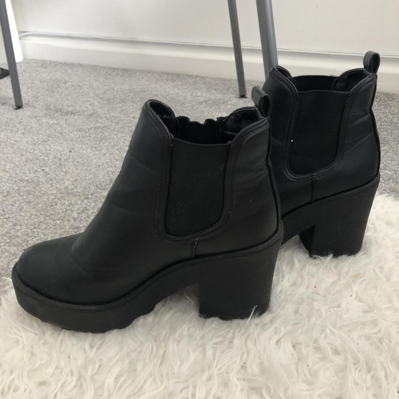 Women’s black leather heeled Chelsea boots, UK size... - Depop
