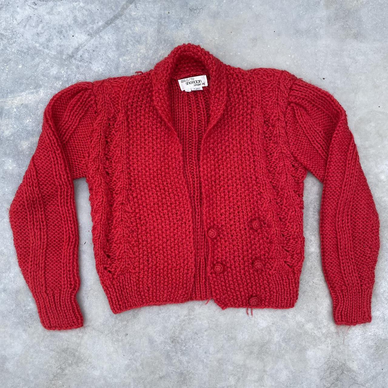 Vintage S Or Before Red Knit Cardigan Sweater Depop