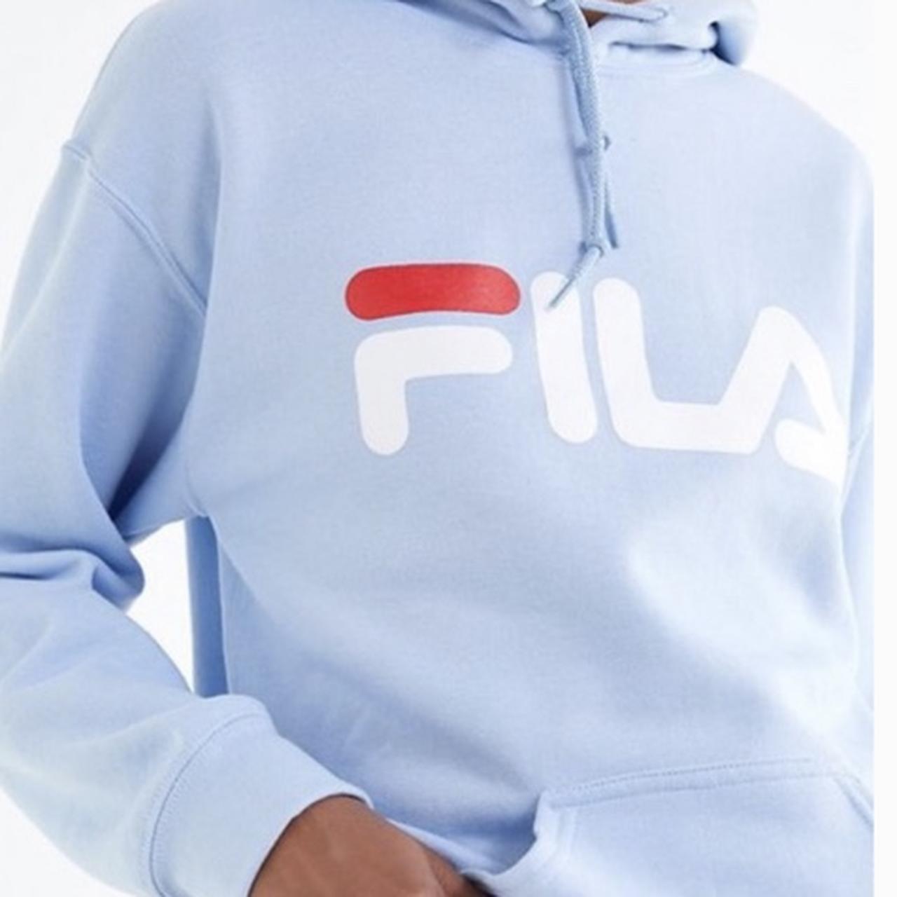 sky blue fila hoodie from urban outfitters not sold... - Depop