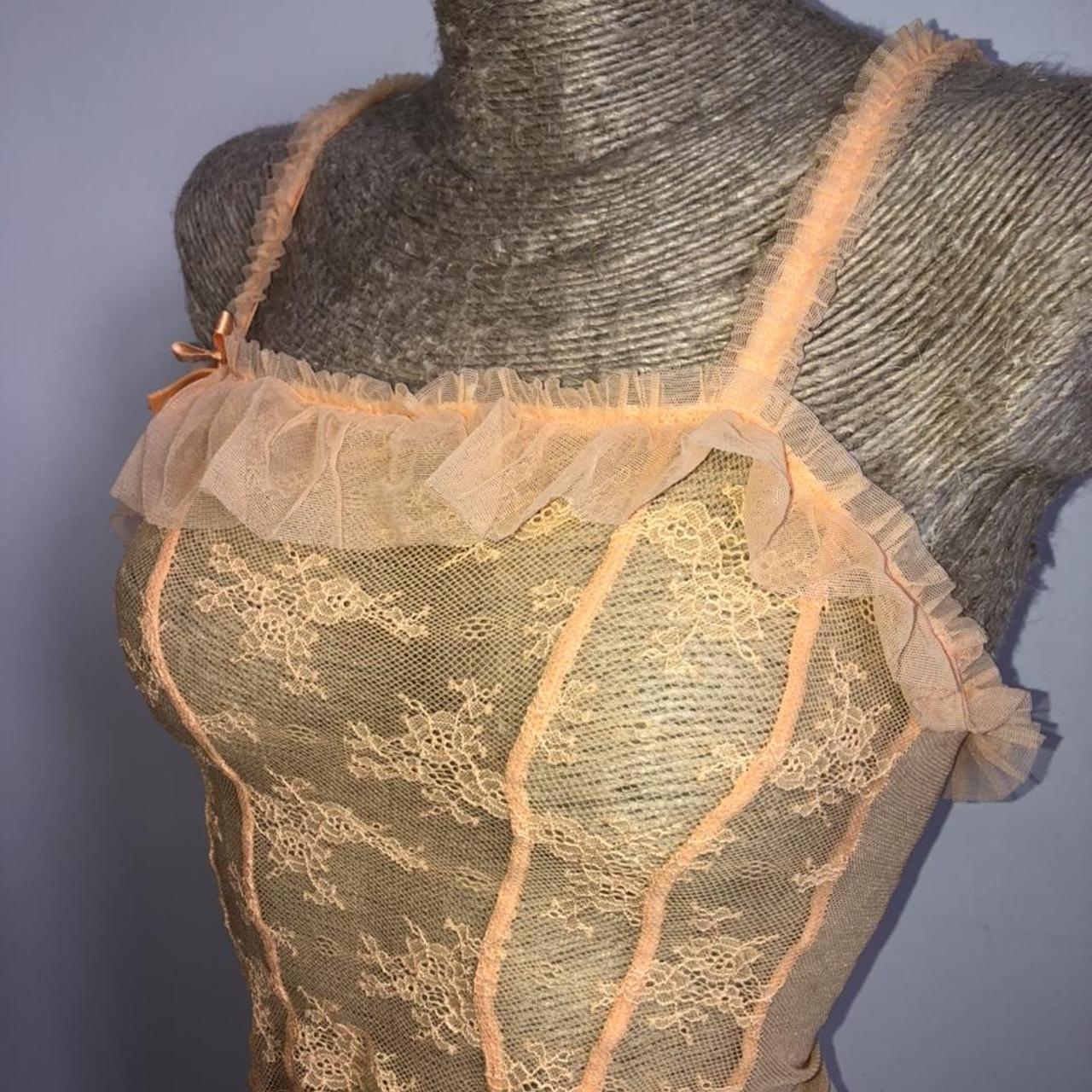 Vintage Peach Lace Crop Cami Top Xs S Depop