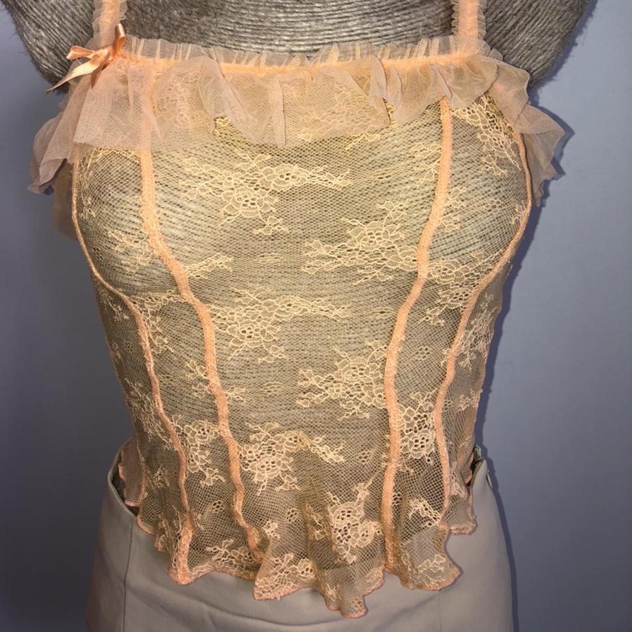 Vintage peach lace crop cami top XS/S - Depop