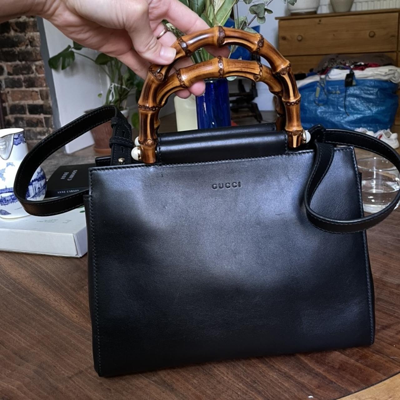 Insane Gucci black leather, bamboo and Pearl handle... - Depop