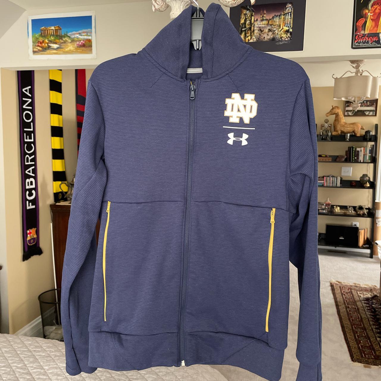 Notre Dame coldgear athletic training zip-up... - Depop