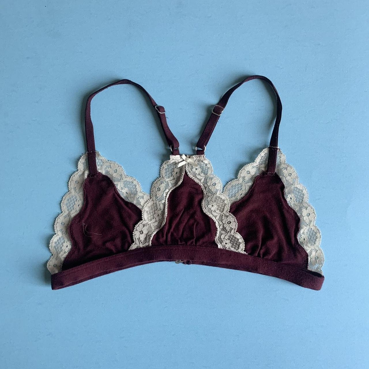 30) Gap Body LACE-TRIM RACERBACK BRALETTE – Burgundy - Depop