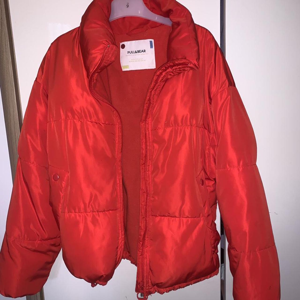 red puffer jacket pull and bear