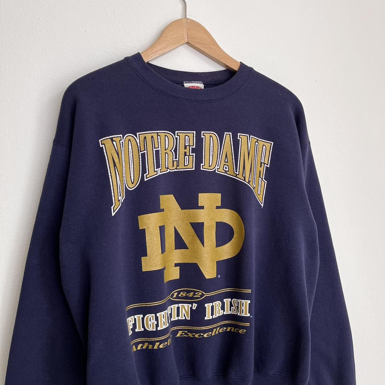 Vintage Notre Dame Sweatshirt Crewneck Blue... - Depop