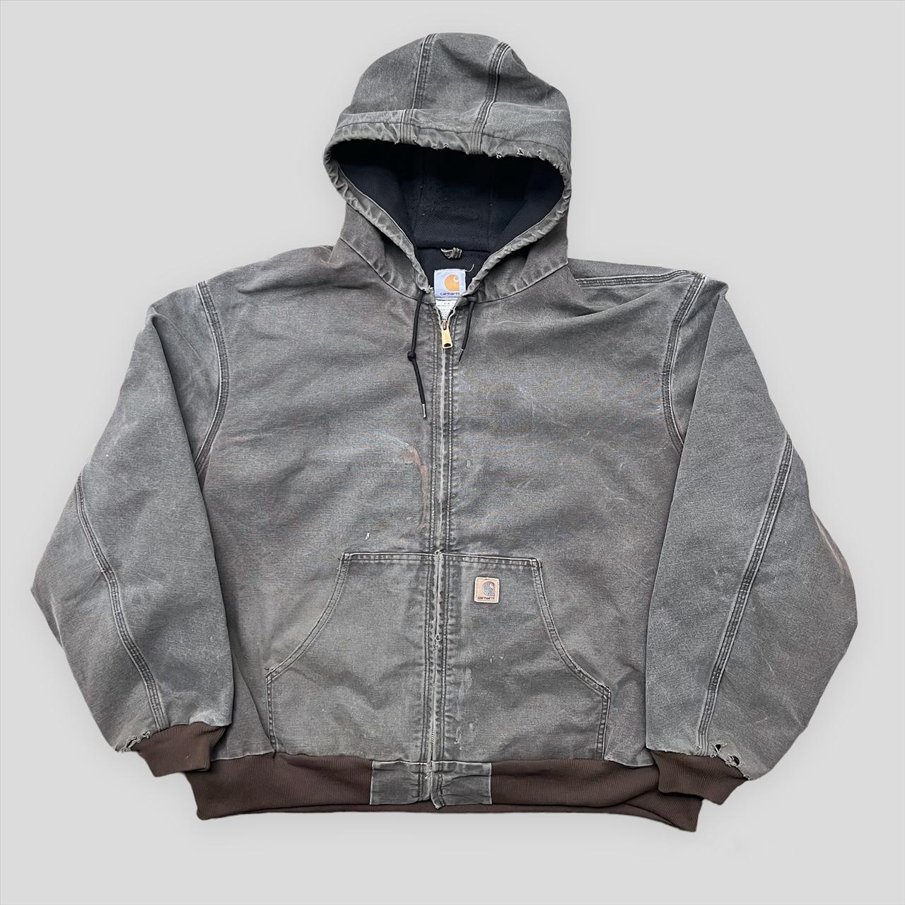 Vintage Y2K Carhartt Jacket Hooded J25 CHT Faded... - Depop