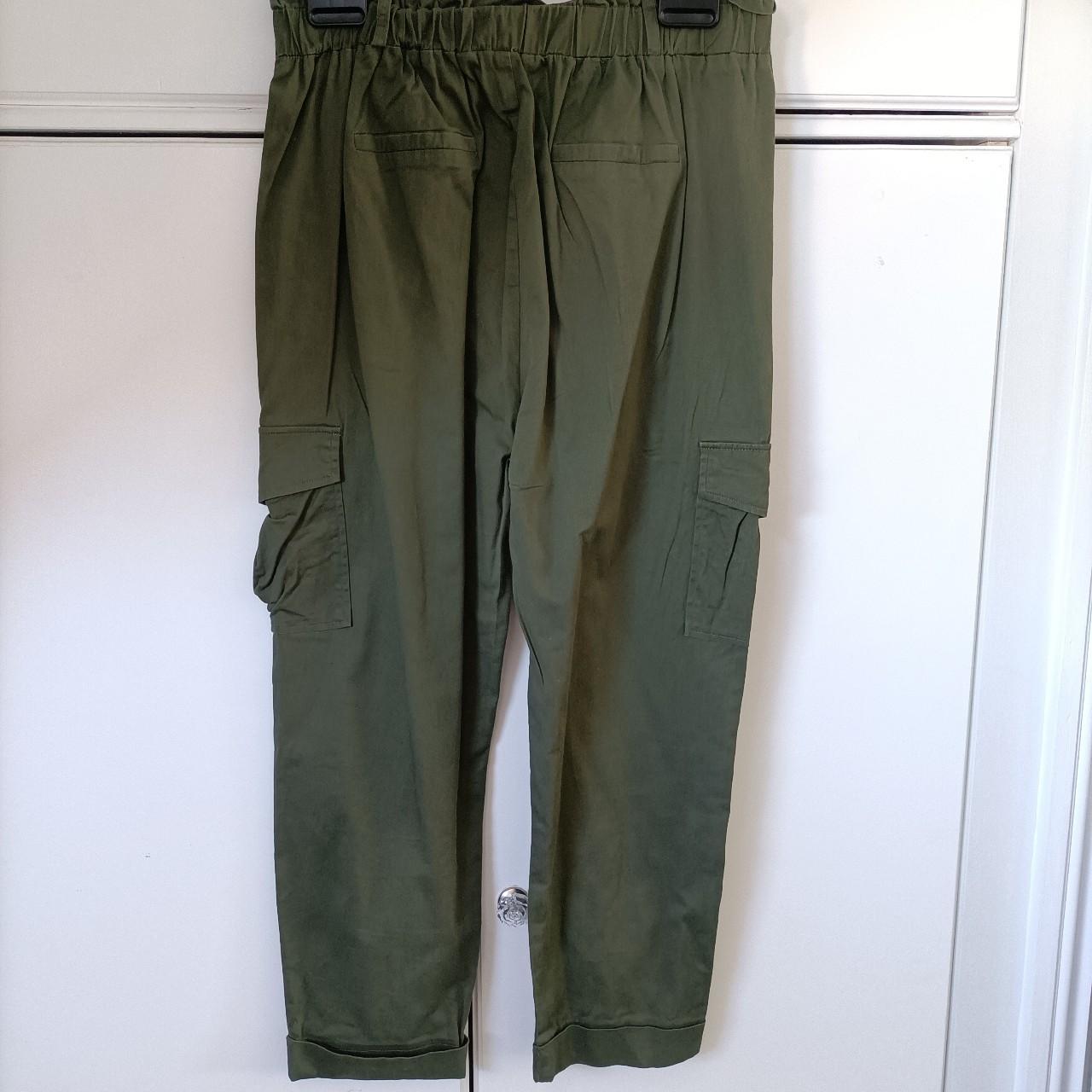 Khaki green cargo pants with comfortable elasticated... Depop