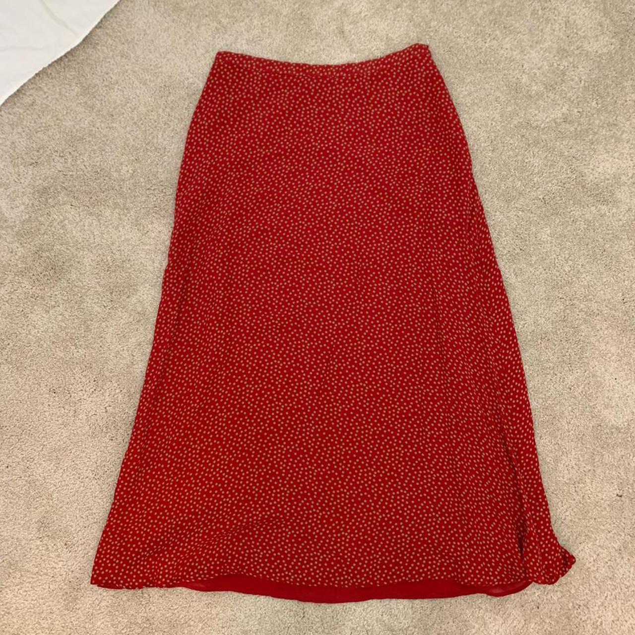 Red and Gold Maxi Skirt Has gold polka dots... Depop