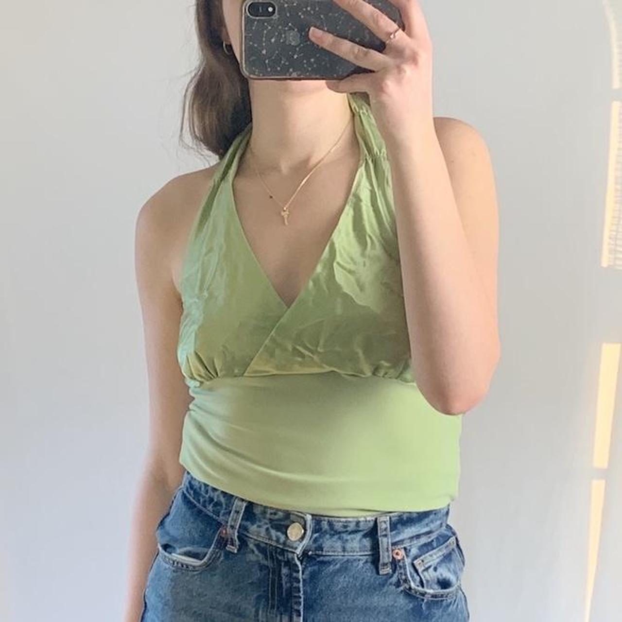 Vintage Light Green Halter Top The bust & strap is... Depop