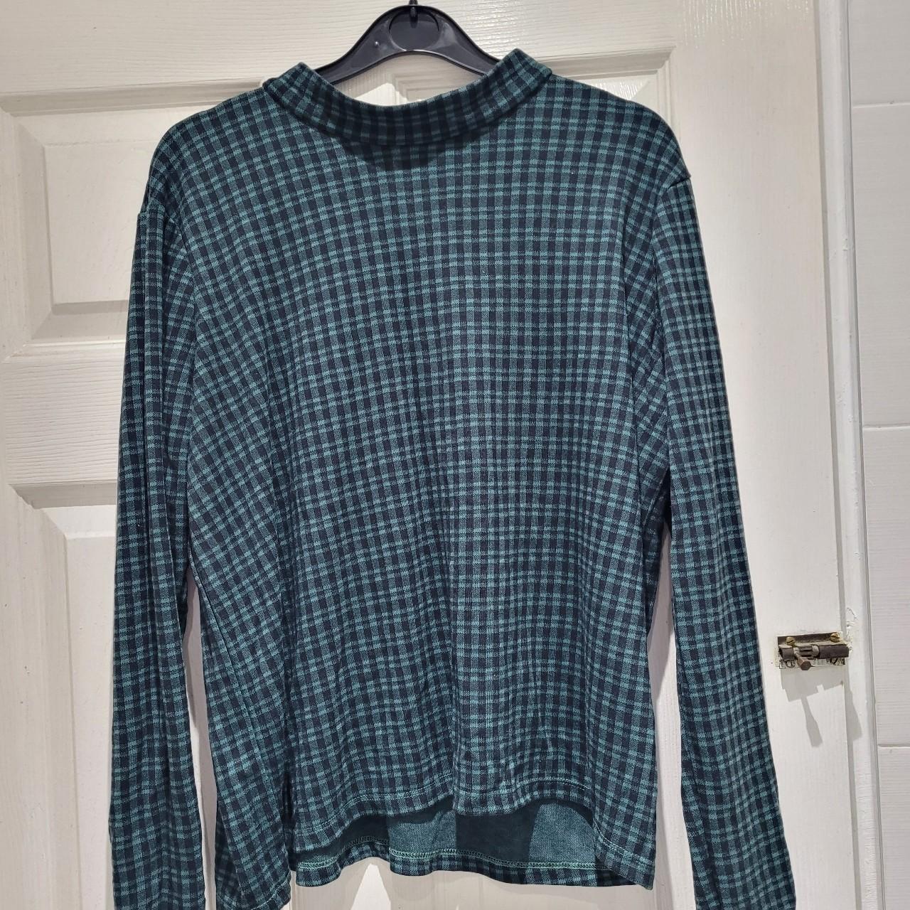 Green and black, check print jumper. The green is... - Depop