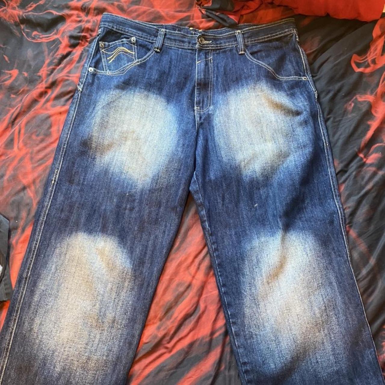 Delf trading inc jeans , hip hop jeans embroidered... - Depop
