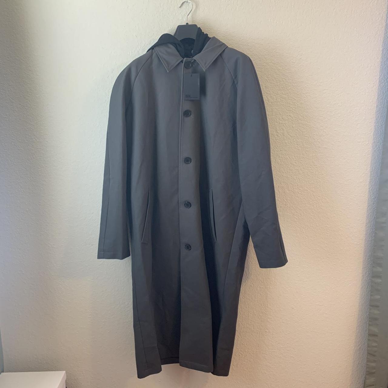 ASOS Drop Shoulder Trench Coat in Charcoal with... - Depop