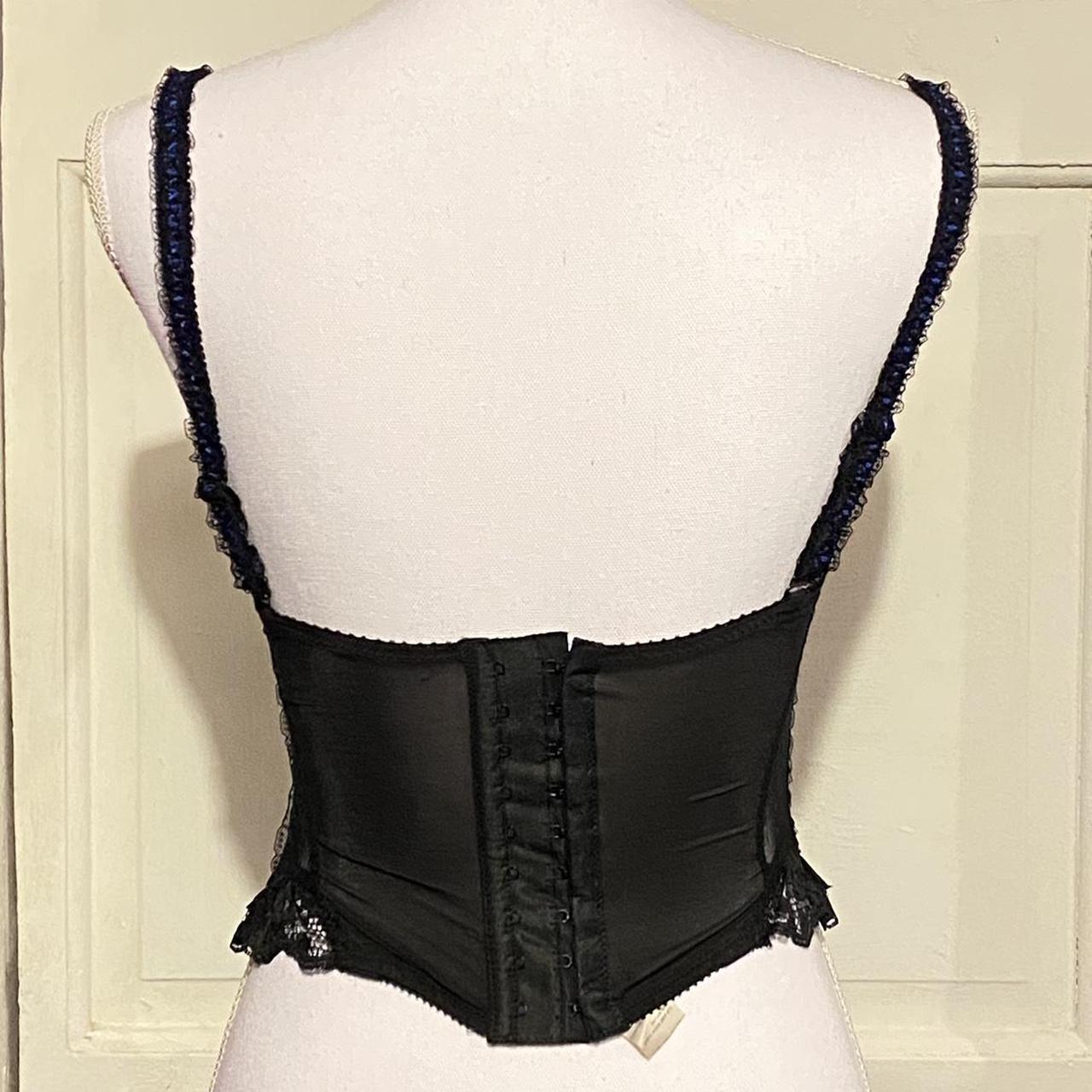 Black and blue vintage jezebel bustier/corset size... - Depop