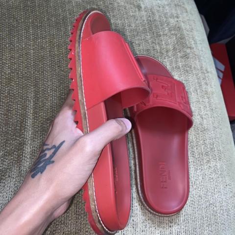 Red cheap fendi slides