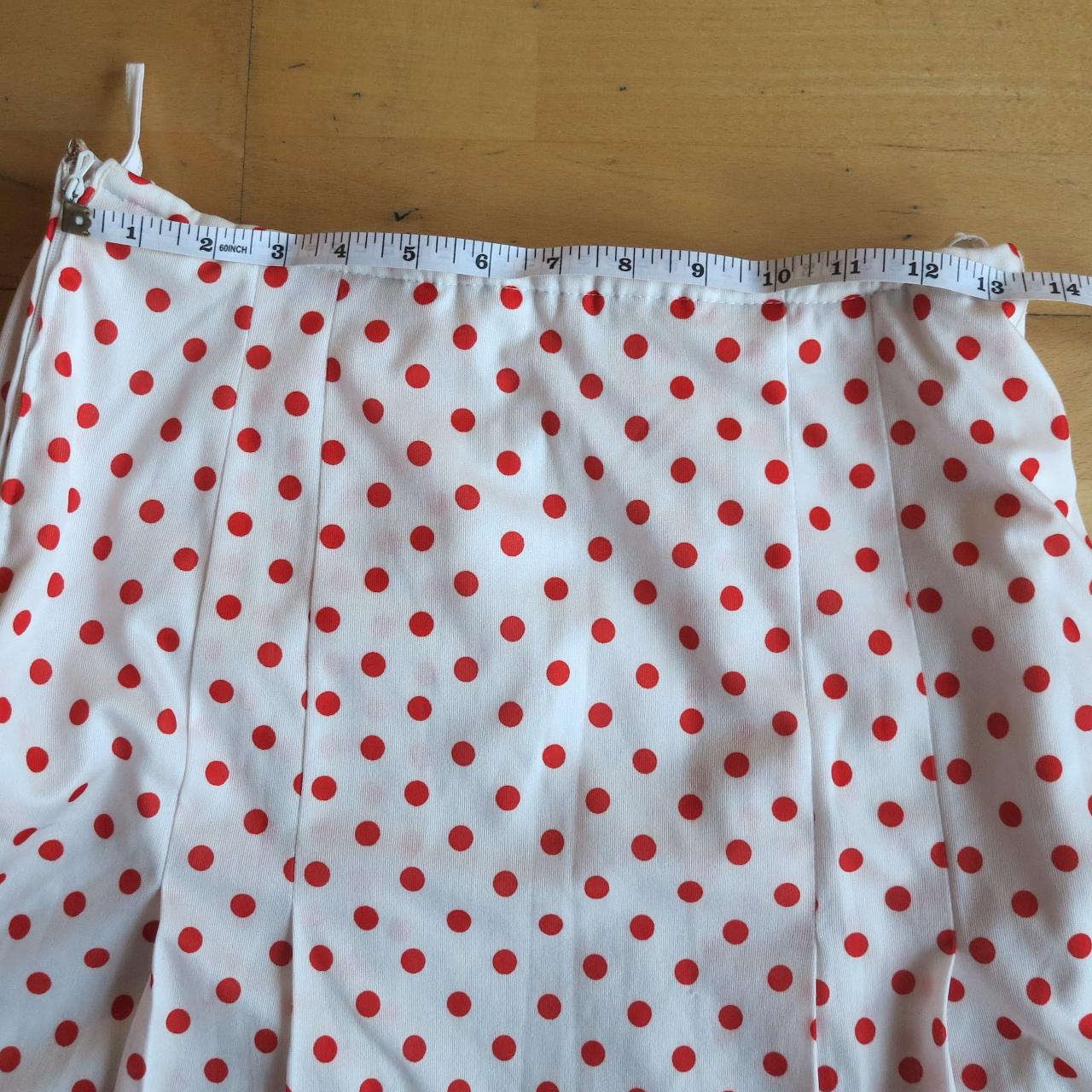 red and white polka dot vintage maxi skirt size... - Depop