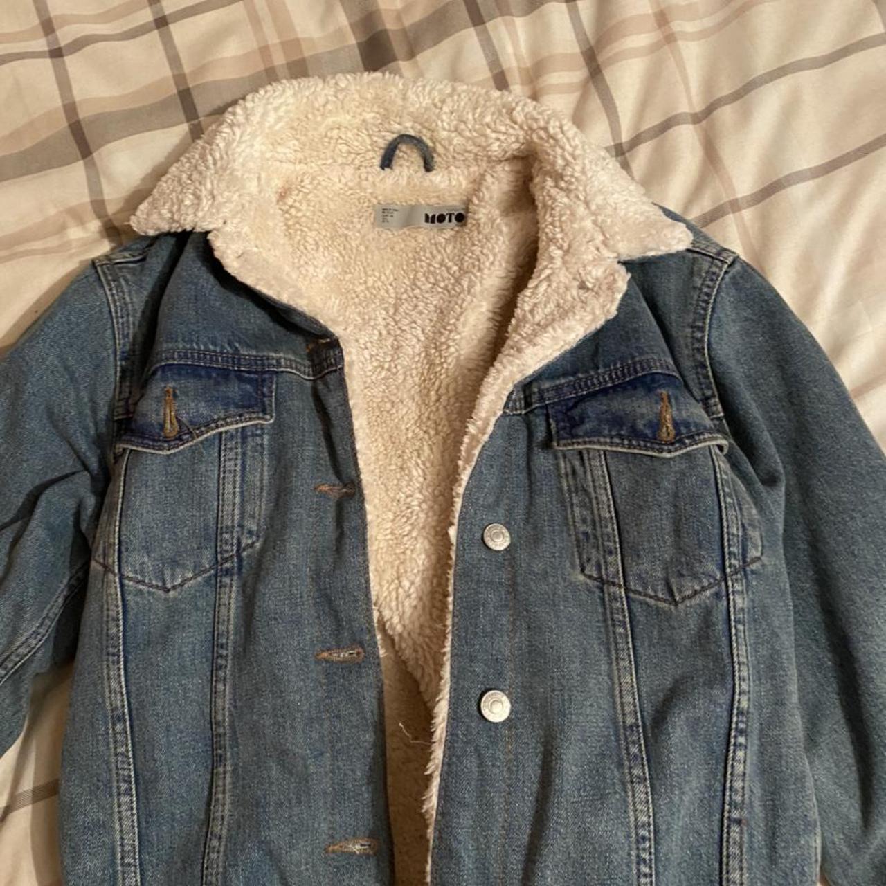 Super cozy denim jacket from Topshop with furry… - Depop