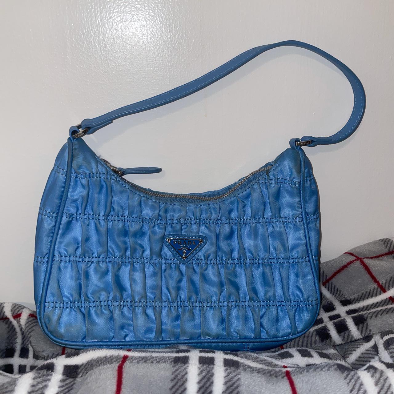 Blue mini prada re edition bag taking offers no box