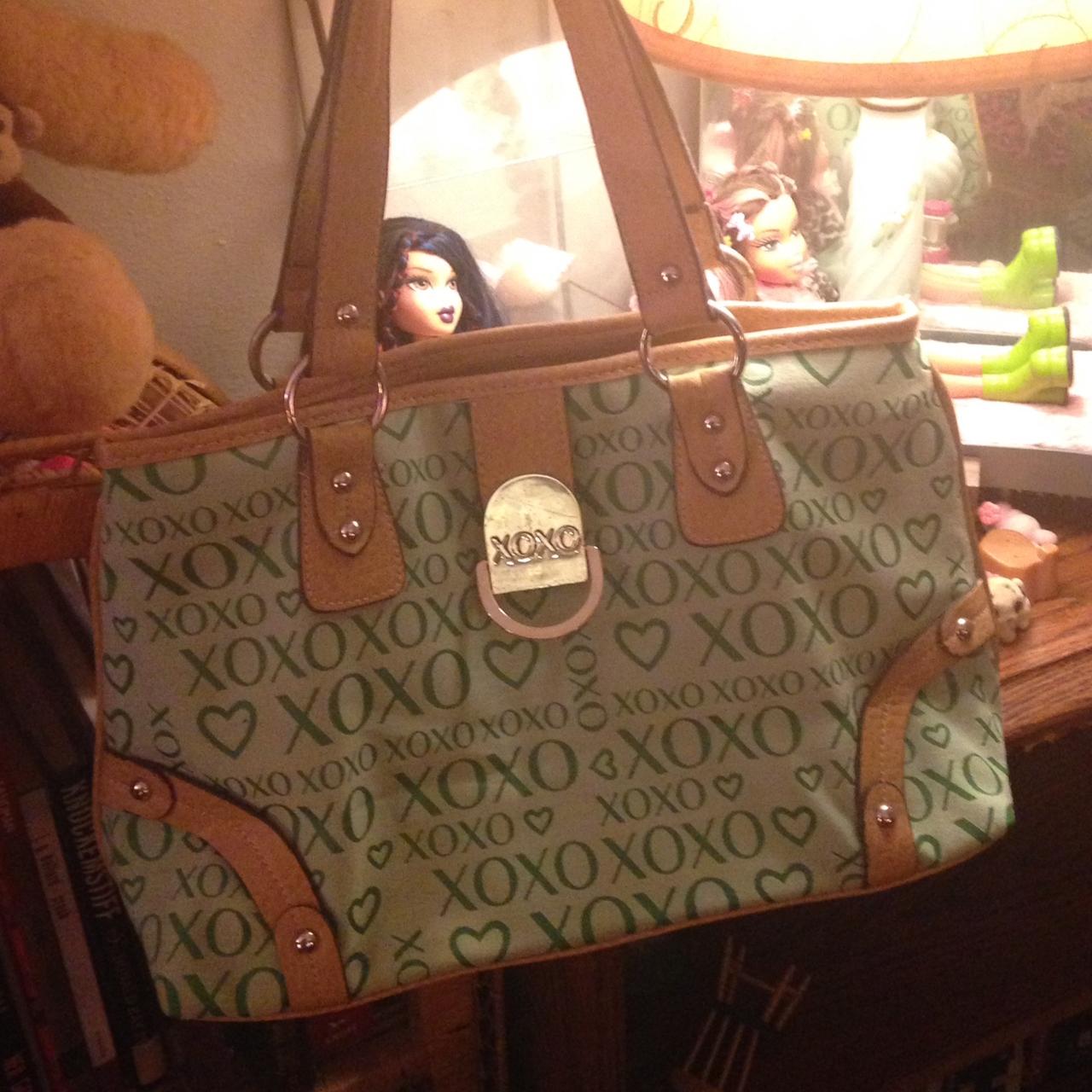 brand: xoxo mint pattern hand bag with beige accents... - Depop