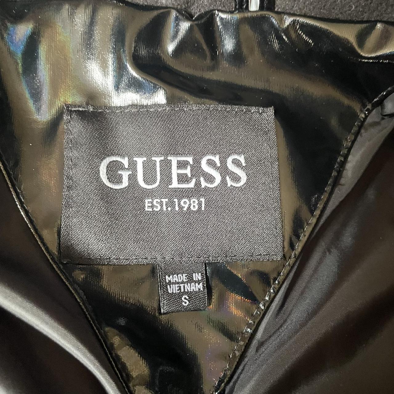NEW Guess Black Holographic Puffer Jacket - SMALL -... - Depop