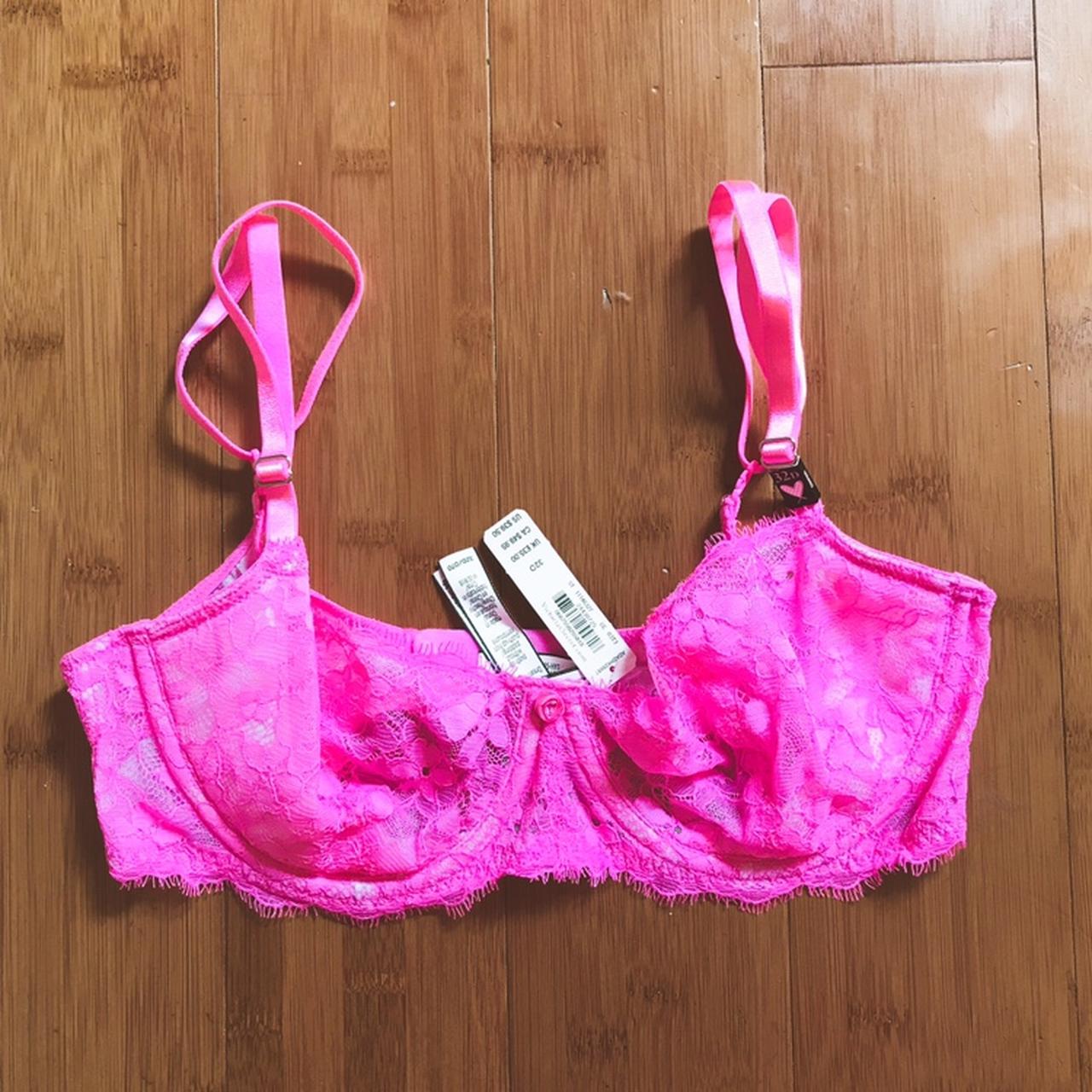 Victoria's Secret Neon Peony Pink Lace Lightly Lined Non Wired Bra