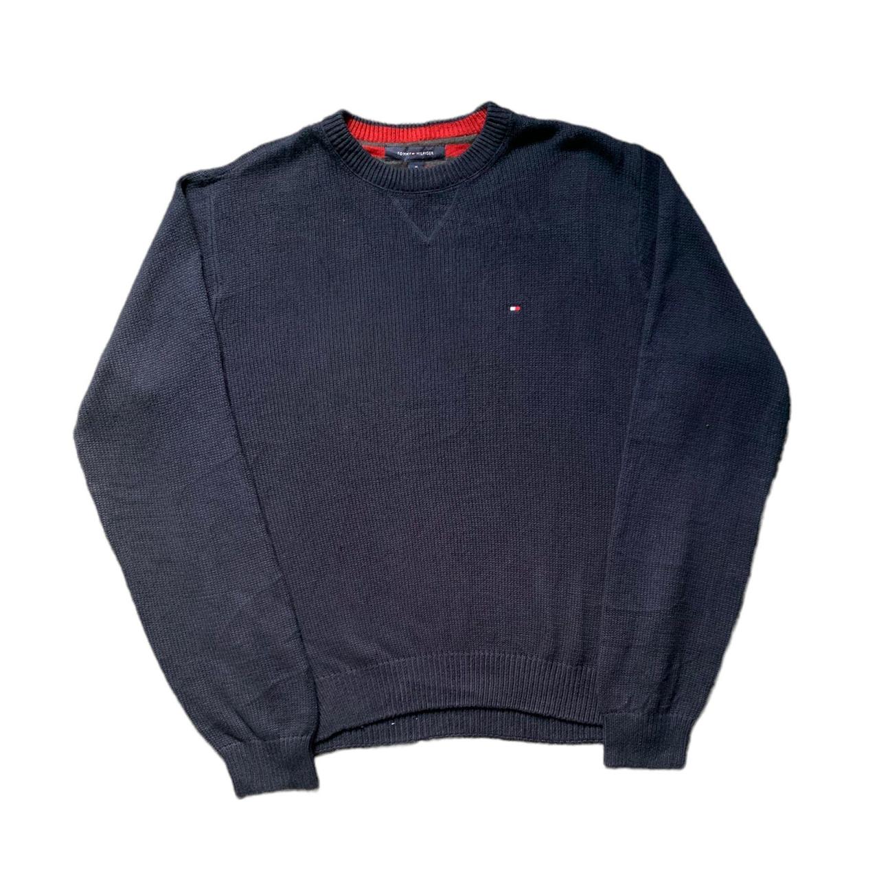 Tommy Hilfiger navy blue long sleeved thick pull... - Depop