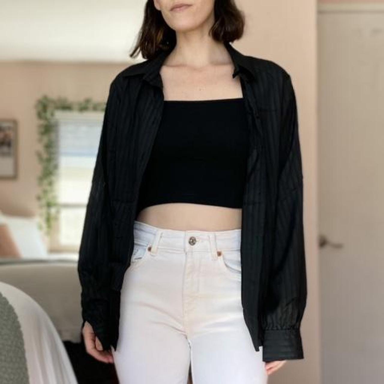 Striped Sheer Button Up Top by Roberto Firenze 🖤... Depop