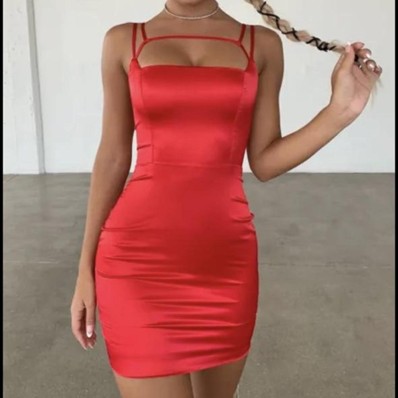 oh polly red silk dress