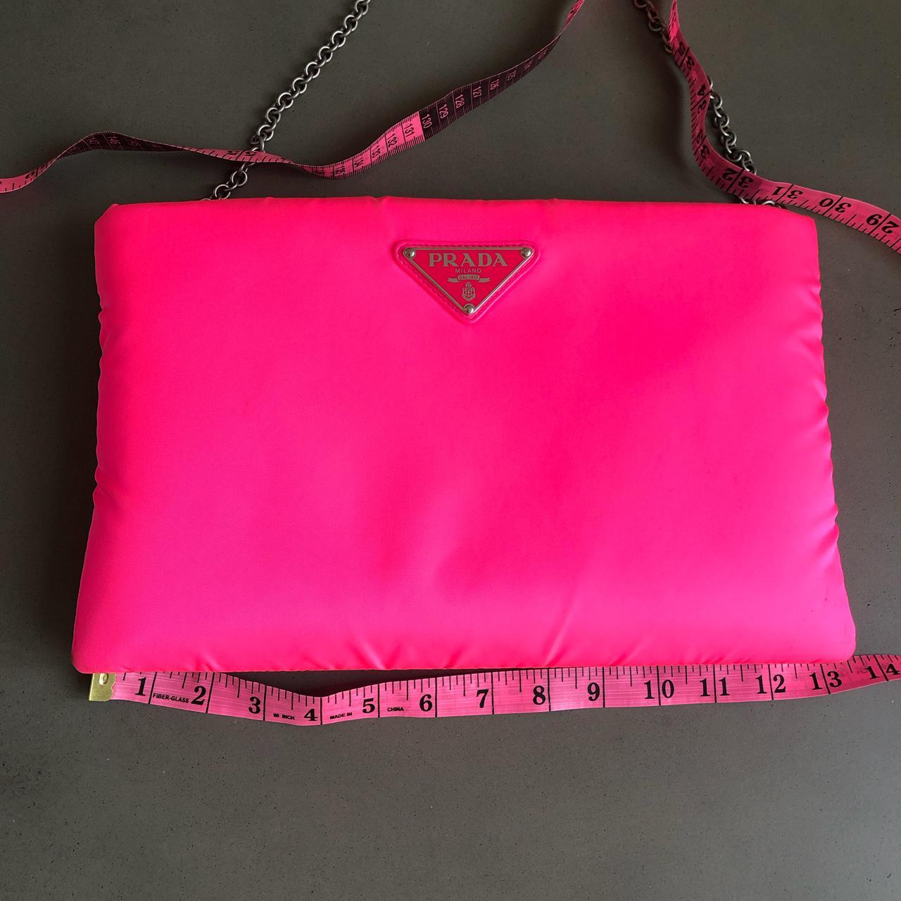 Cool girls are rocking the fluorescent trend with this Prada neon nylon bag