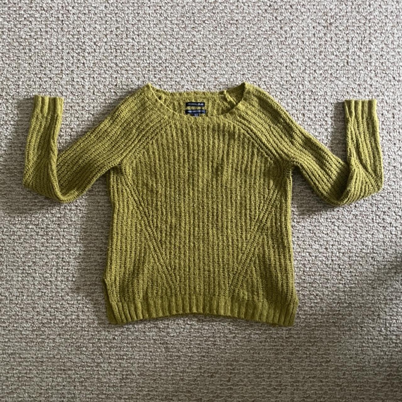 American Eagle Knit Olive Green Sweater - Size: Xs... - Depop