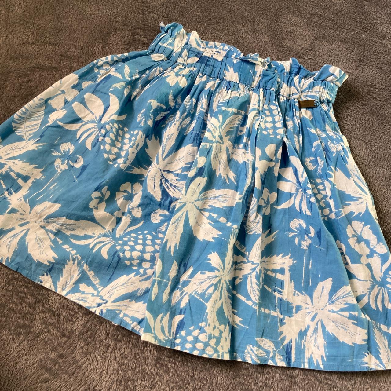 River island tropical print blue skater skirt... - Depop