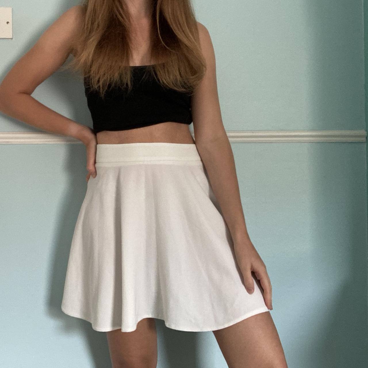 White primark skater skirt Only worn once Size 8... Depop