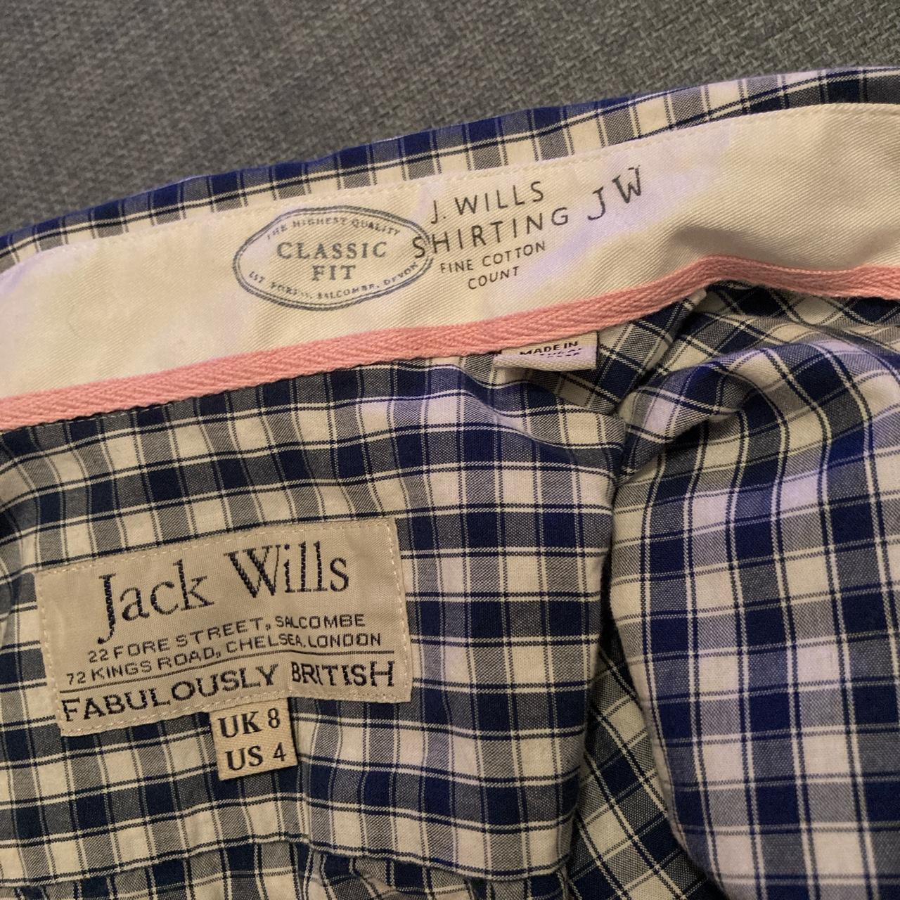 Navy and white checked jack wills shirt with pink... - Depop
