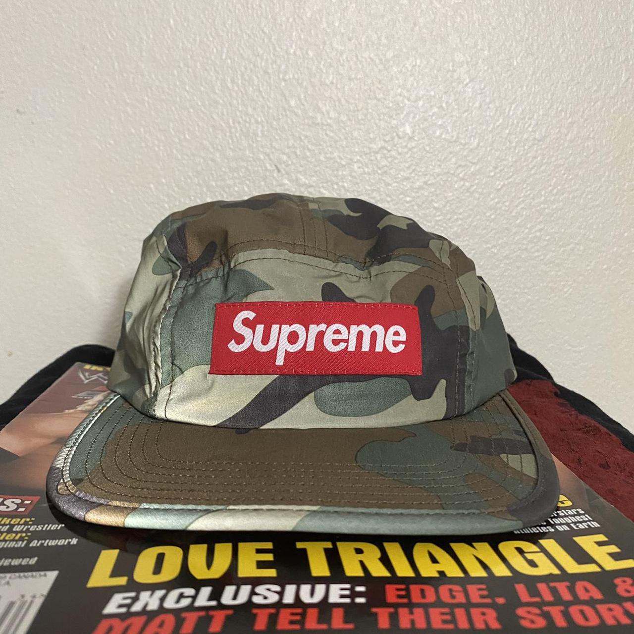 Supreme Olive Leather Camp Cap - Depop