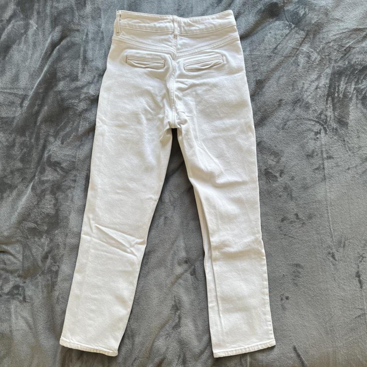 Topshop white high waisted straight crop jeans. W25... - Depop