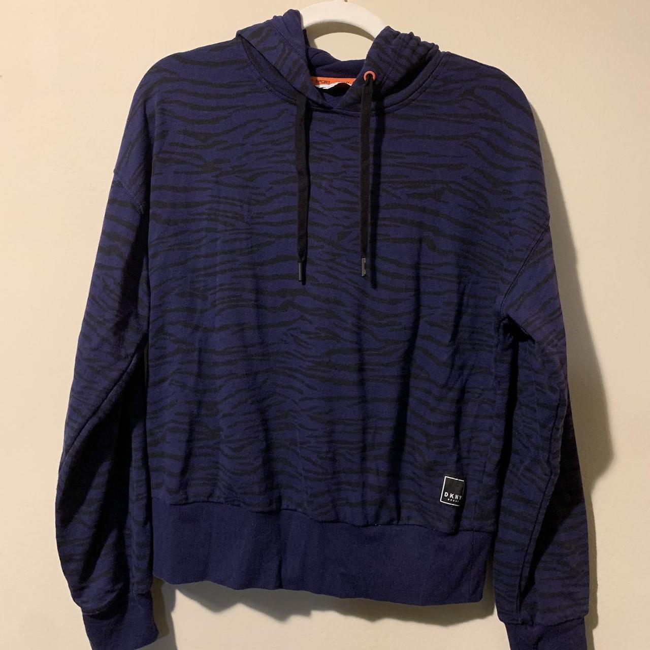 dnky dark blue tiger print hoodie size small second... Depop