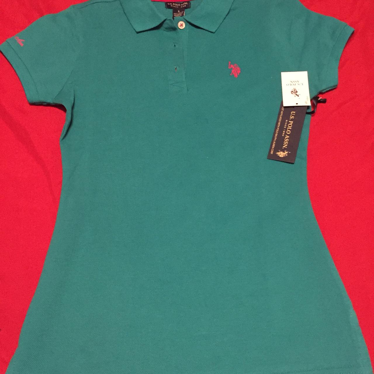 Polo Sport Women's Green and Blue Tshirt Depop