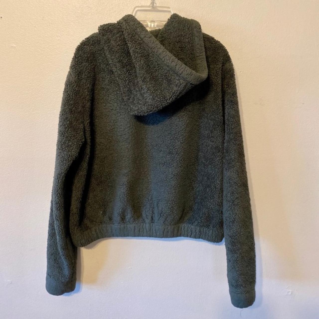 Abercrombie & Fitch Faux Fur dark green hoodie Dark... - Depop