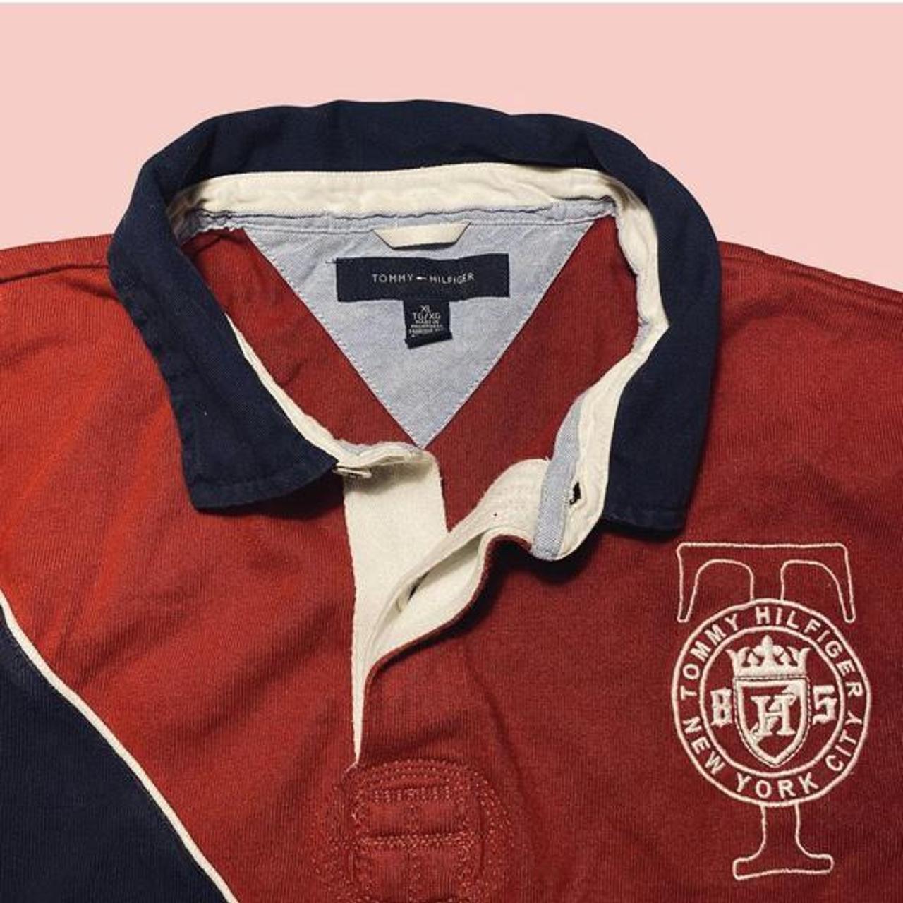 Tommy Hilfiger Men's Red and White Polo-shirts | Depop