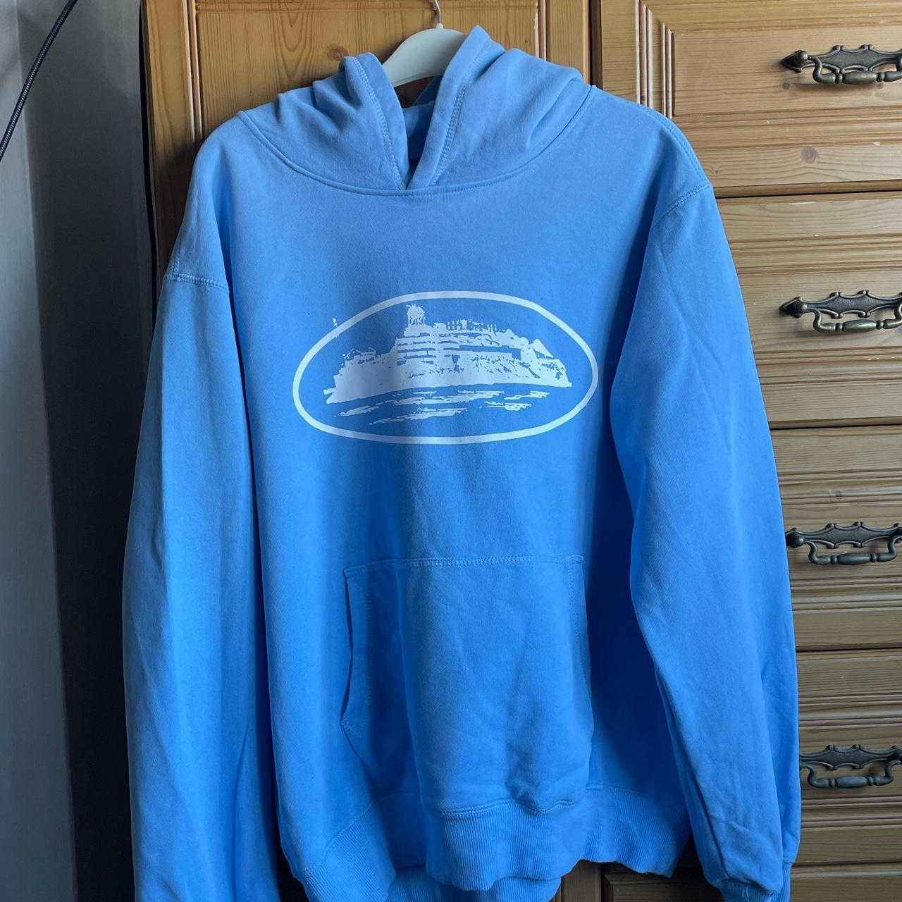 Corteiz baby blue hoodie worn and washed once... - Depop