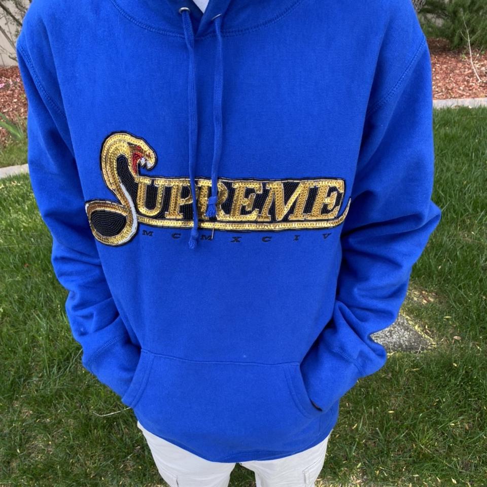 Supreme Sequin Viper Hoodie In Royal Blue Size... - Depop