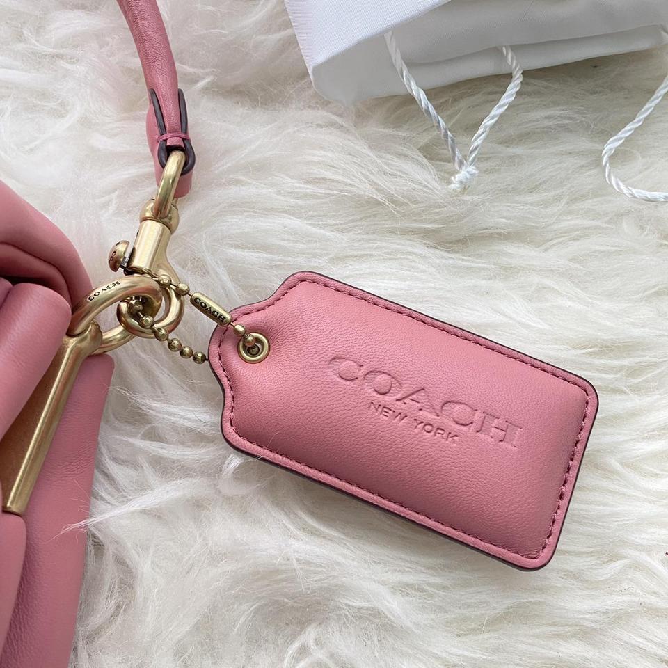 Coach Key Pouch Gold/True Pink Refined pebble - Depop