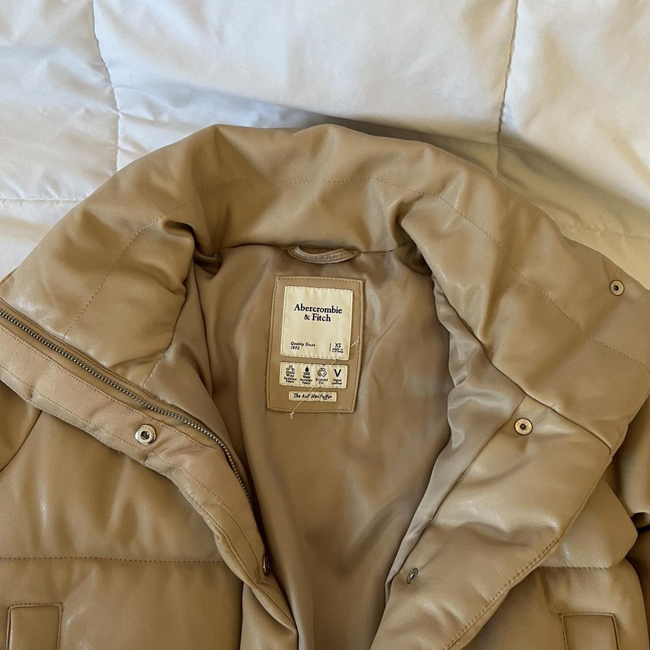 Barely Worn Faux Leather Abercrombie & Fitch Beige... - Depop