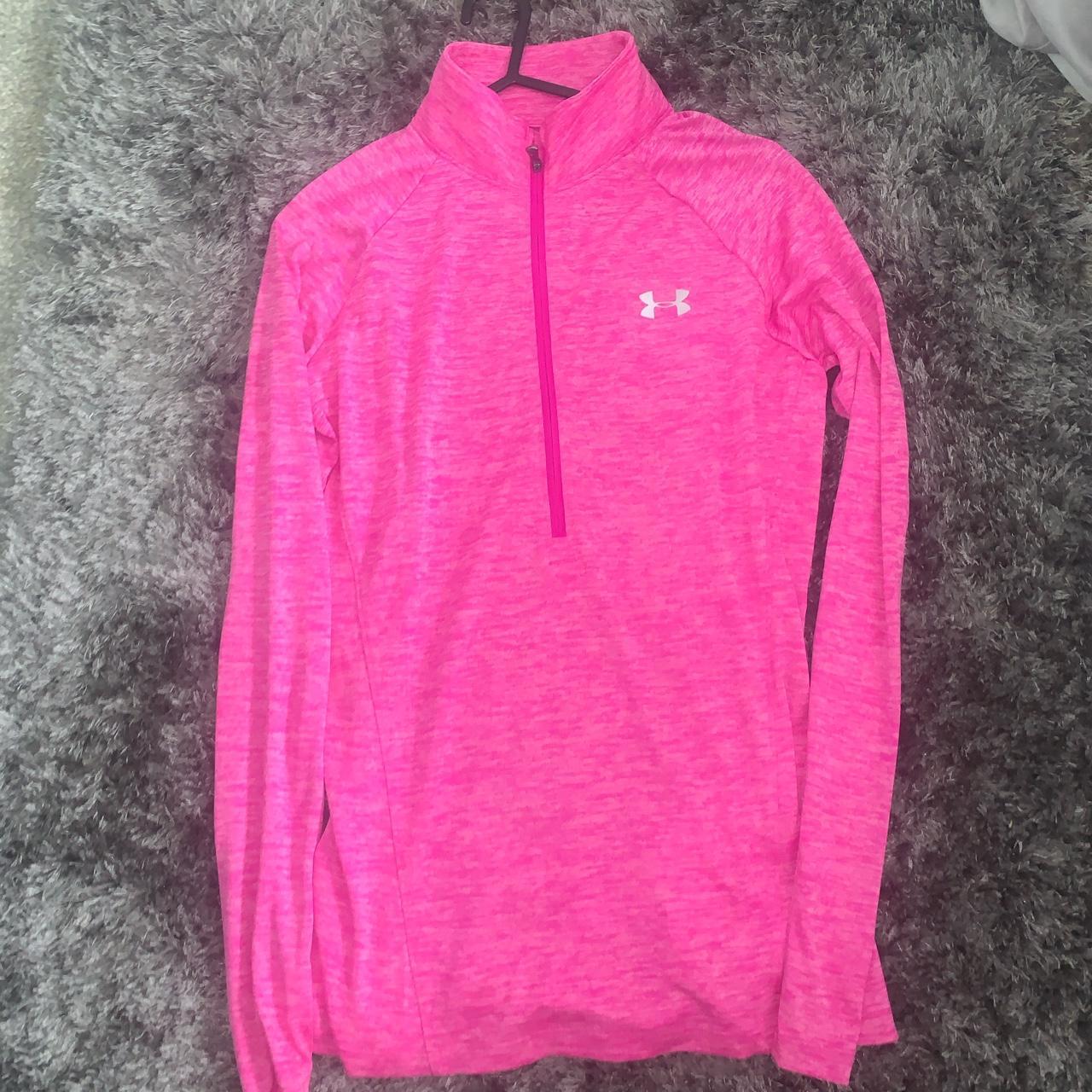 Pink Under Armour XS 3/4 zip top 👸🏼💕💕 Worn once, in... - Depop