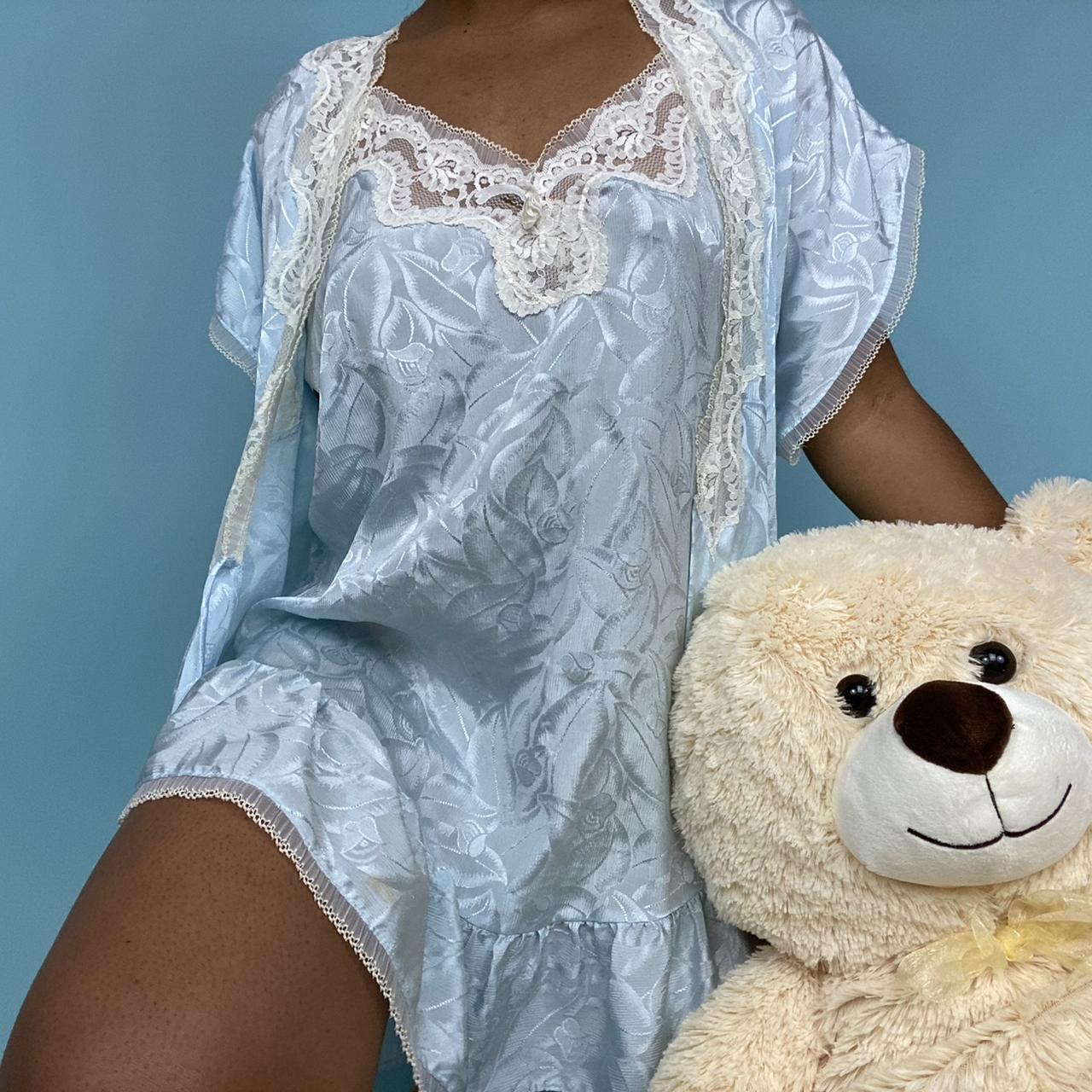 Lily of France Women's Blue and White Nightwear Depop