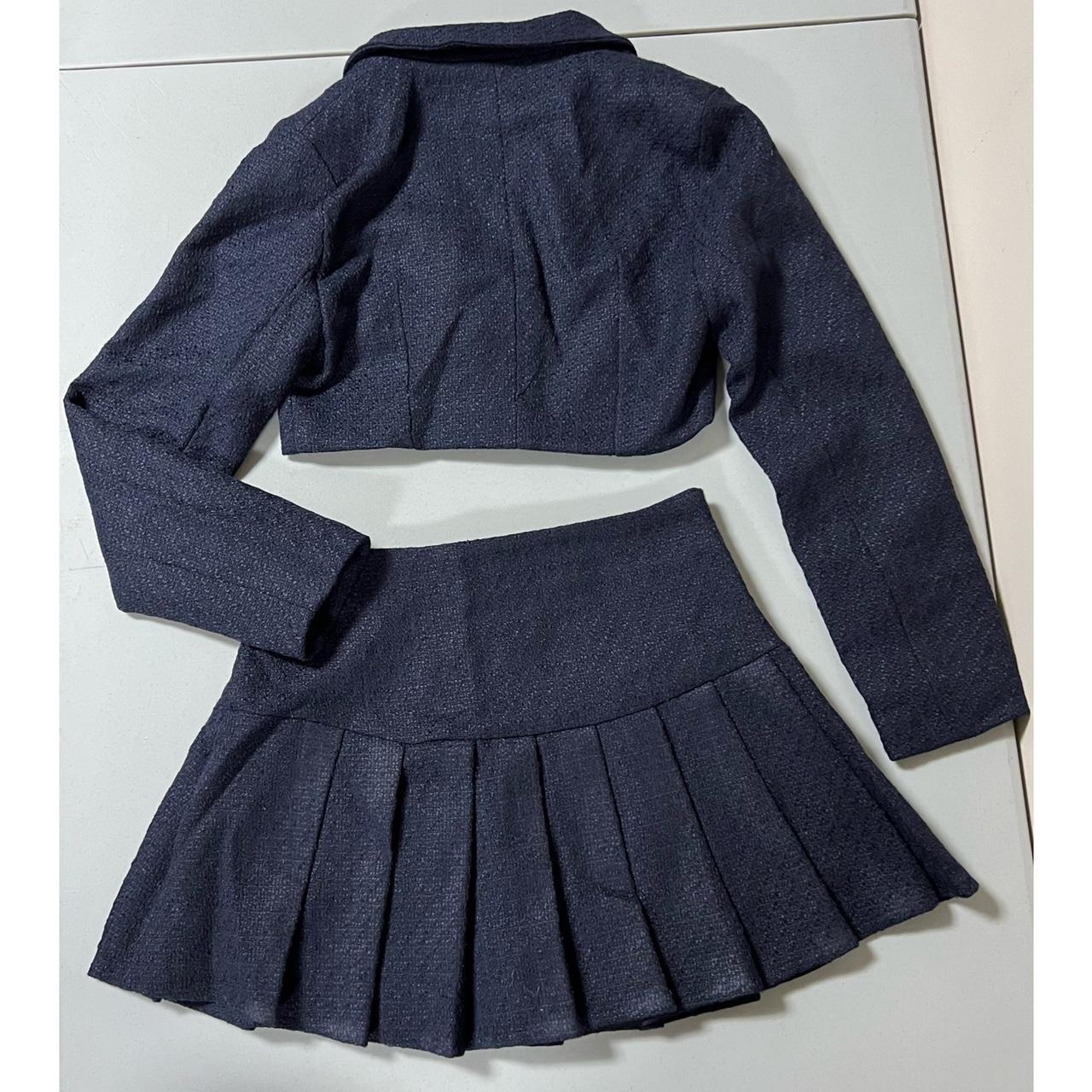 Cider Women's Blue and Navy Dress Depop