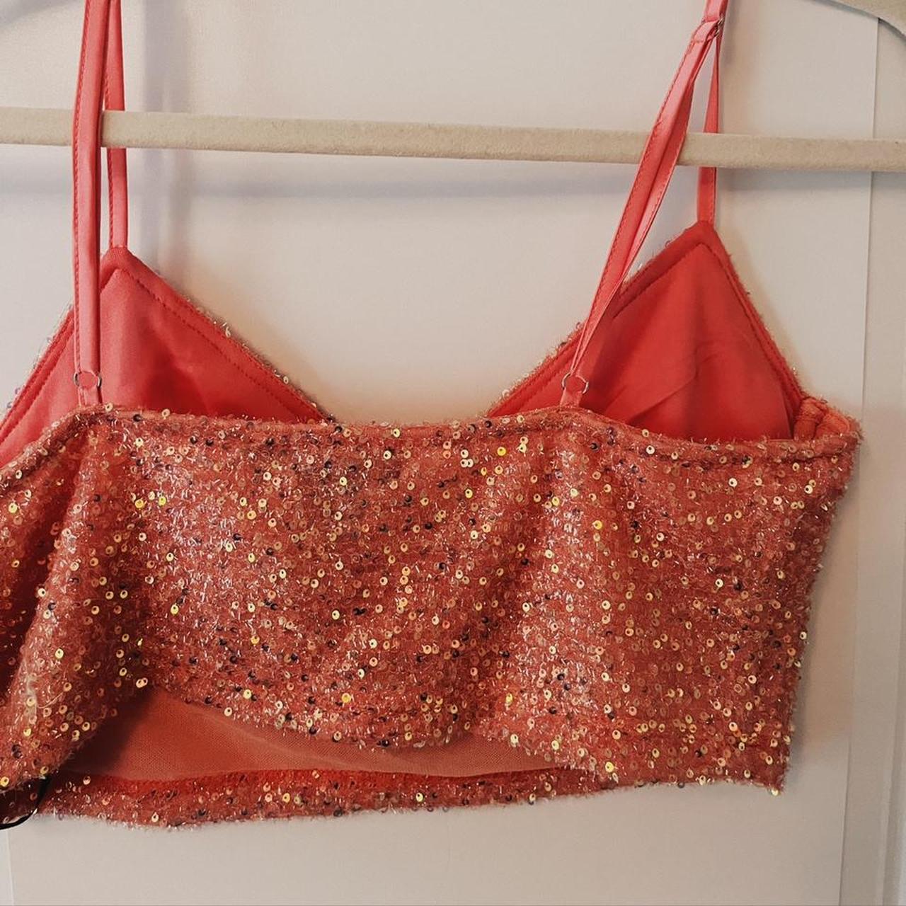 Pink Sequin Corset Crop Top croptop pinksequin... Depop