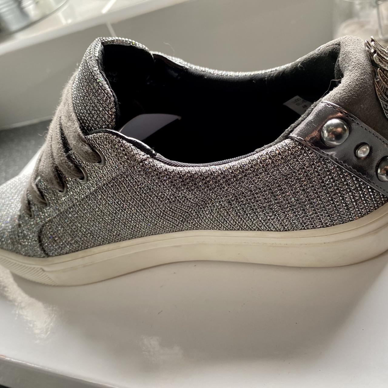 Kurt geiger silver trainers on sale